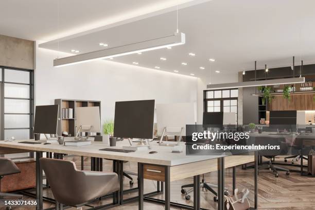 modern coworking office interior - led light stock pictures, royalty-free photos & images