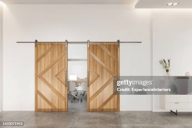 sliding wooden door - barn stock pictures, royalty-free photos & images