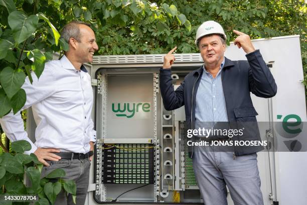 Wyre CEO Micha Berger and Mechelen mayor Bart Somers are pictured during a press event organized by Telenet to launch their new company Wyre, the new...