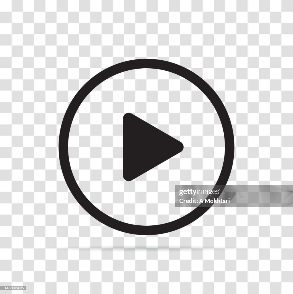 Play button icon on a transparent background.