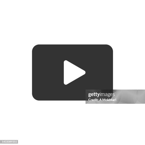 play icon, youtube icon in black gray on a white background. - black play button stock illustrations