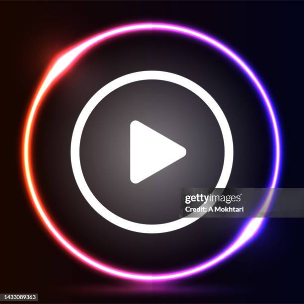 play button icon in color circle. - arrows in a circle stock illustrations