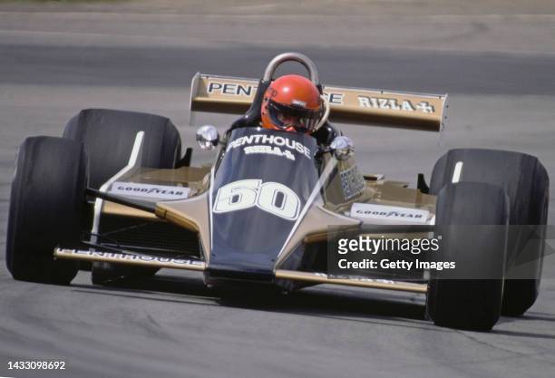 Rupert Keegan of Great Britain drives the RAM Penthouse Rizla Racing Williams FW07 Ford Cosworth DFV V8 during practice for the Formula One Marlboro...