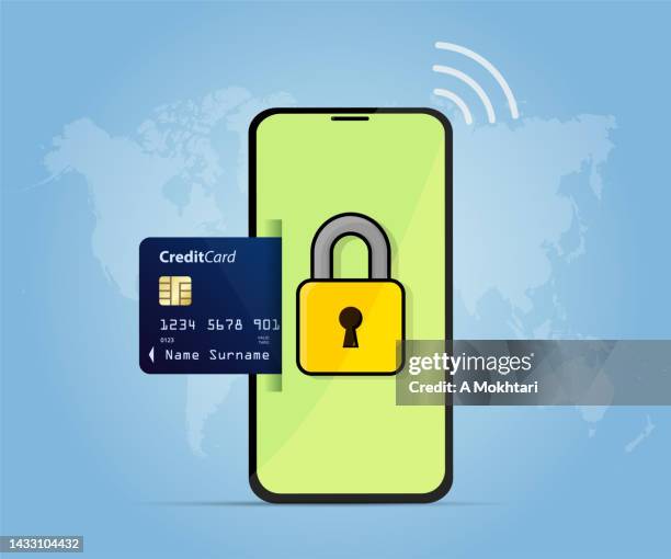 purchase and payment by secure credit card. - mobile payment cafe stock illustrations