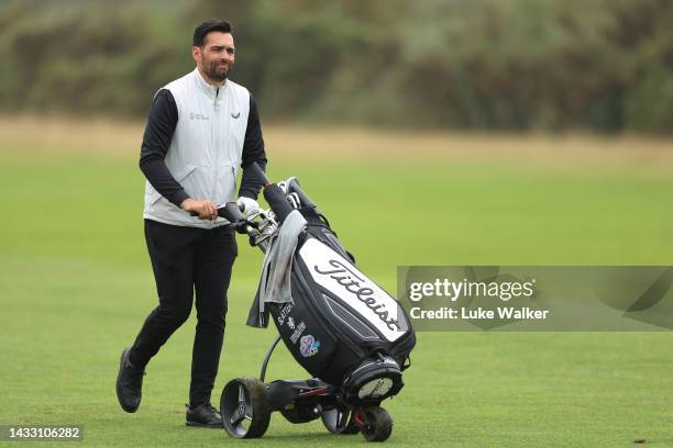 Lee Slattery of England plays his second shot on the 6th hole on Day One of the English Trophy presented by Rocket Yard Sports Marketing at Frilford...