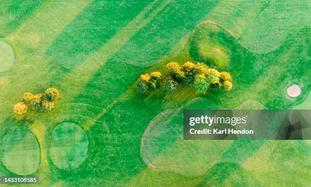 an aerial view of a golf course in the uk - golf eng stock pictures, royalty-free photos & images