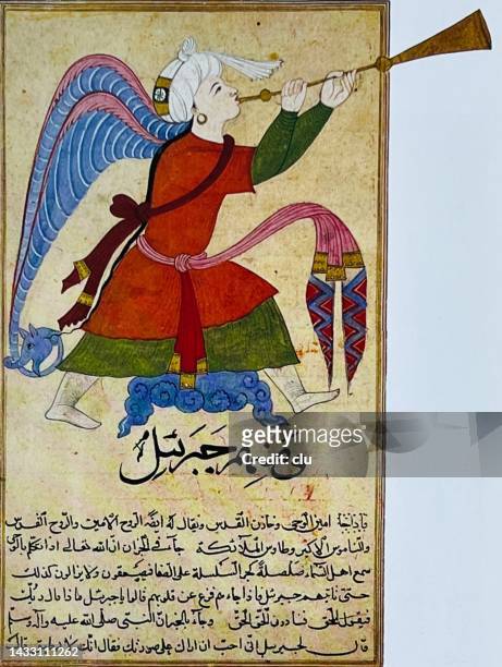 archangel gabriel, ottoman empire illustration, 14th century - archangel gabriel stock illustrations