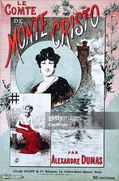 the count of monte cristo book title - french language stock illustrations
