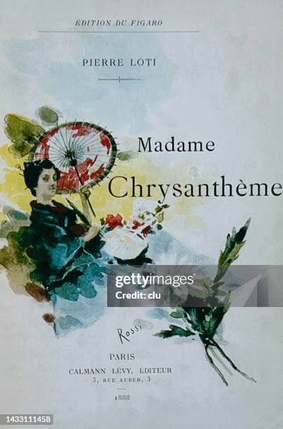 madame chryxanthème, book by pierre lotia - chrysanthemum illustration stock illustrations