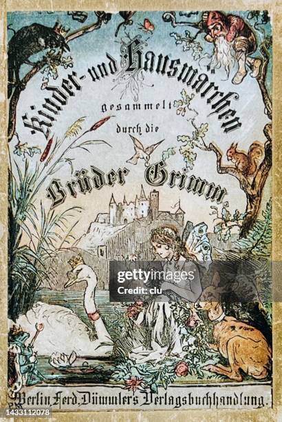 title of brüder grimm fairy tales, 1865 - fairy tale stock illustrations