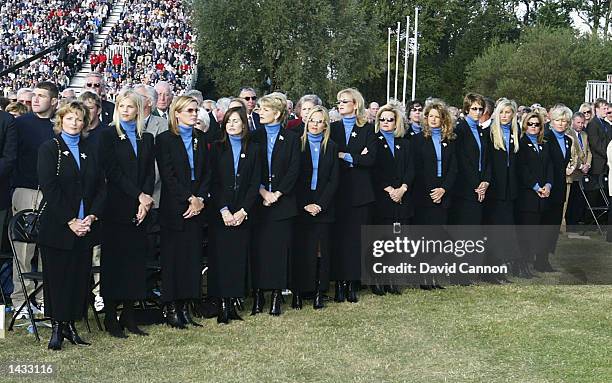 The American wives R-L Sarah Strange, Toni Azinger, Mark Calcavecchia's girlfriend Brenda Nardecchia, Lisa Cink, Tabitha Furyk, Sally Hoch, Robin...