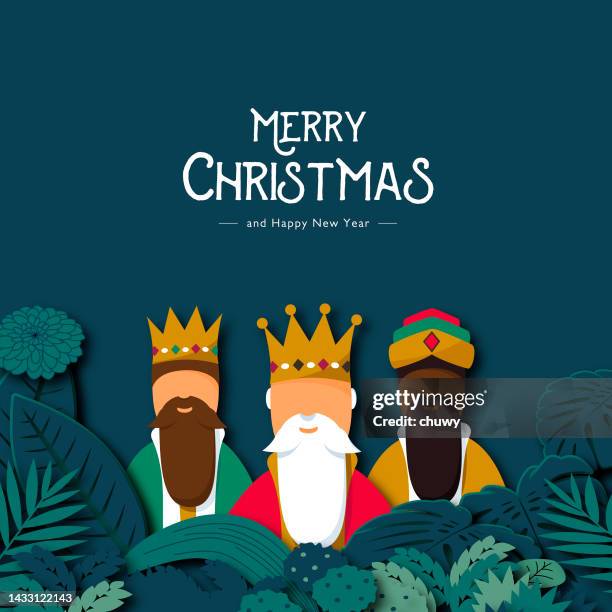christmas greeting card with the three wise men - three wise men 幅插畫檔、美工圖案、卡通及圖�標