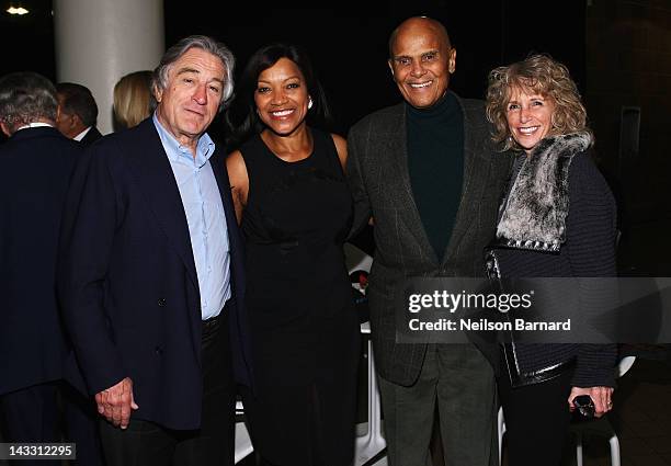 Co-Founder of the Tribeca Film Festival Robert De Niro, Grace Hightower, singer Harry Belanfonte and Pamela Belafonte attend the "Zen Of Bennett"...