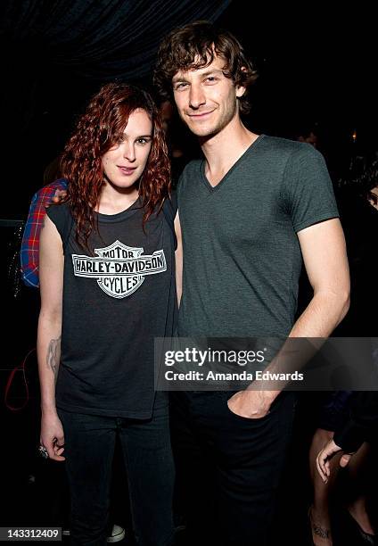 Actress Rumer Willis and musician Wouter 'Wally' De Backer pose together after Gotye's secret performance at The Sayers Club on April 23, 2012 in...