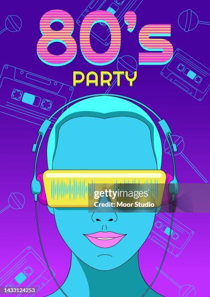 party - neon portrait stock illustrations