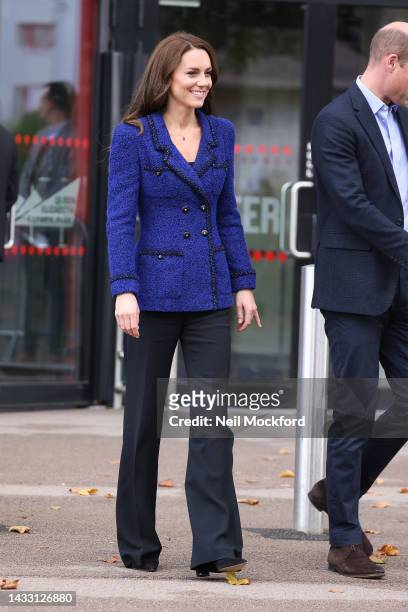 Catherine, Princess of Wales and Prince William, Prince of Wales leaving the Copper Box Arena on October 13, 2022 in London, England.