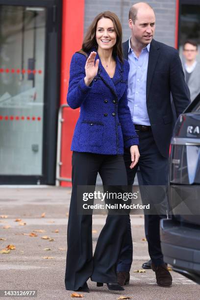 Catherine, Princess of Wales and Prince William, Prince of Wales leaving the Copper Box Arena on October 13, 2022 in London, England.