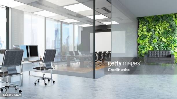 modern open plan office space interior - ceilings modern stock pictures, royalty-free photos & images