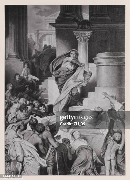 ilustraciones, imágenes clip art, dibujos animados e iconos de stock de julio césar de william shakespeare, publicado en 1886 - caesar must die