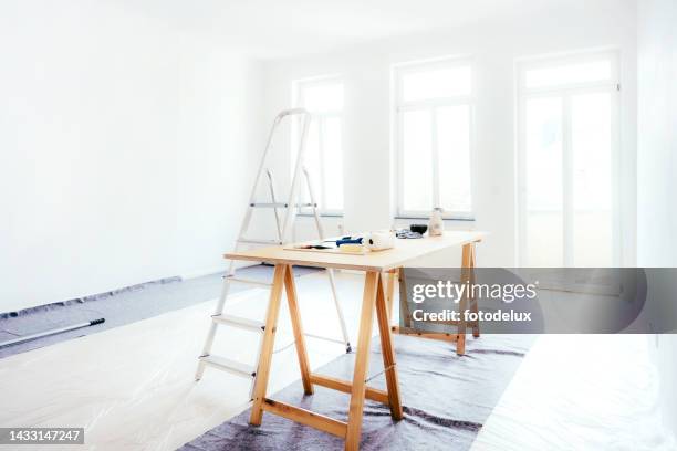 living room under renovation - trestles stock pictures, royalty-free photos & images