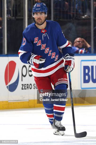 Ryan Carpenter of the New York Rangers skates against the Tampa Bay Lightning at Madison Square Garden on October 11, 2022 in New York City.