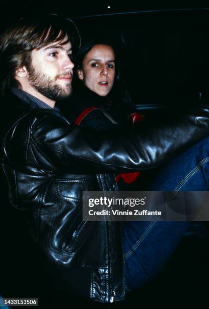 Shaun Cassidy in a car with an unidentified woman, United States, circa 1990s.