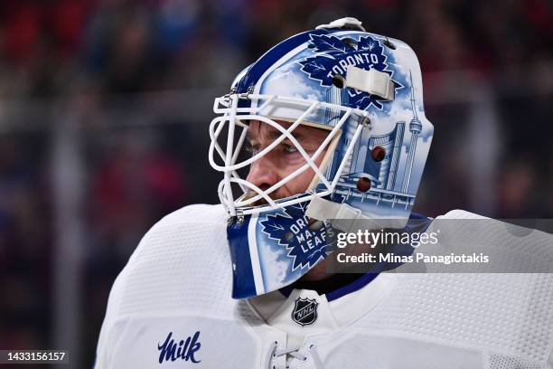 Goaltender Matt Murray of the Toronto Maple Leafs skates during the second period against the Montreal Canadiens at Centre Bell on October 12, 2022...