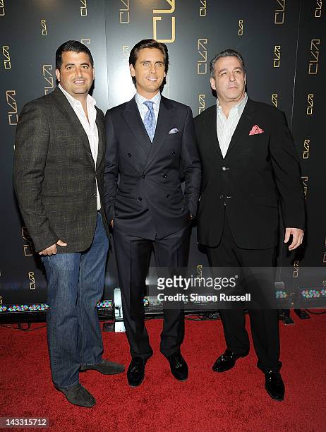 Chris Reda, Scott Disick and Brian Gold attend the RYU Restaurant Grand Opening at RYU on April 23, 2012 in New York City.