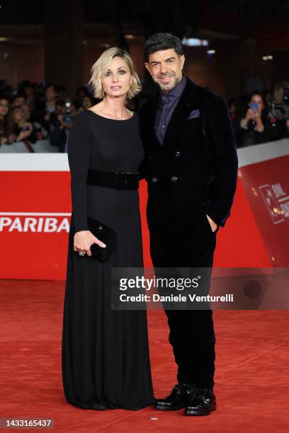 Anna Ferzetti and Pierfrancesco Favino attend the "Il Colibrì" and opening red carpet during the 17th Rome Film Festival at Auditorium Parco Della...