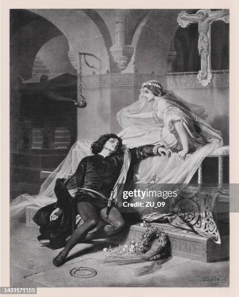 romeo und julia von william shakespeare, erschienen 1886 - classical theater stock-grafiken, -clipart, -cartoons und -symbole