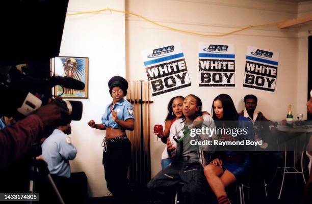 Actor Michael B. Jordan performs during a video shoot for Chicago rapper White Boy on location in Chicago, Illinois in January 2004.