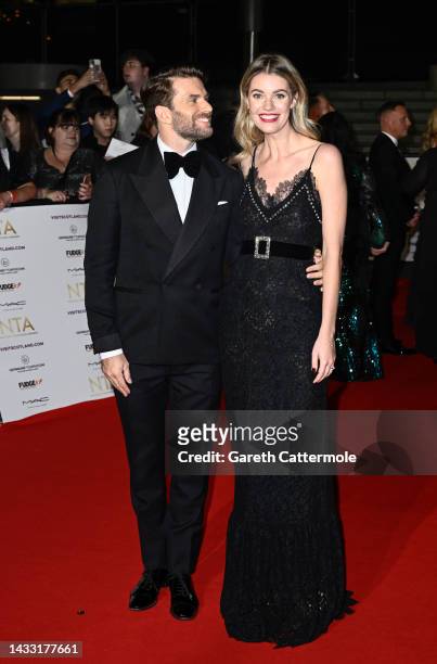 Joel Dommett and Hannah Cooper attend the National Television Awards 2022 at The OVO Arena Wembley on October 13, 2022 in London, England.