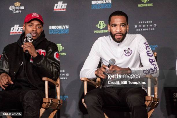 January 18: Errol Spence, Jr and Lamont Peterson during their press conference on January 18th, 2017 in New York City.