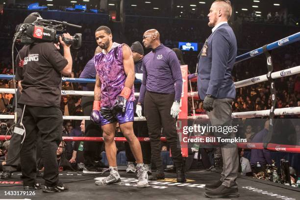 January 20: Errol Spence Jr defeats Lamont Peterson by RTD in the 10th round in their Championship Welterweight fight at the Barclay Center in...