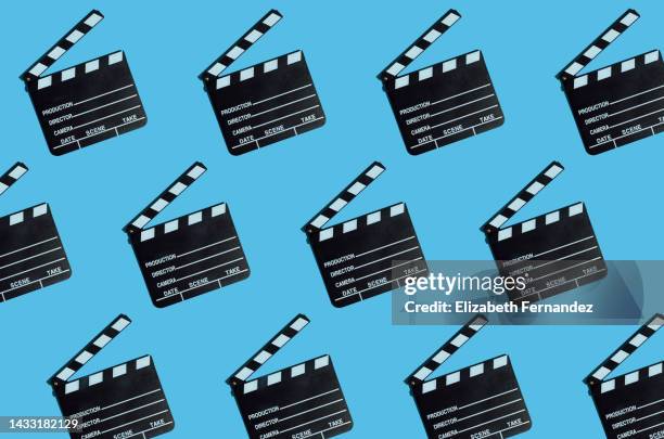 seamless pattern of cinema clapper board - awards gala stock pictures, royalty-free photos & images