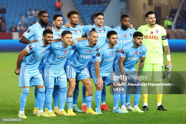 Players of Trabzonspor pose for a team photograph prior to kick off of the UEFA Europa League group H match between Trabzonspor and AS Monaco at...