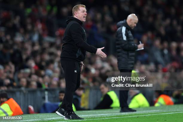 Neil Lennon, Head Coach of Omonia Nicosia reacts during the UEFA Europa League group E match between Manchester United and Omonia Nikosia at Old...