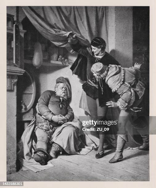 henry iv, part 1 by william shakespeare, published in 1886 - kitchen pantry stock illustrations