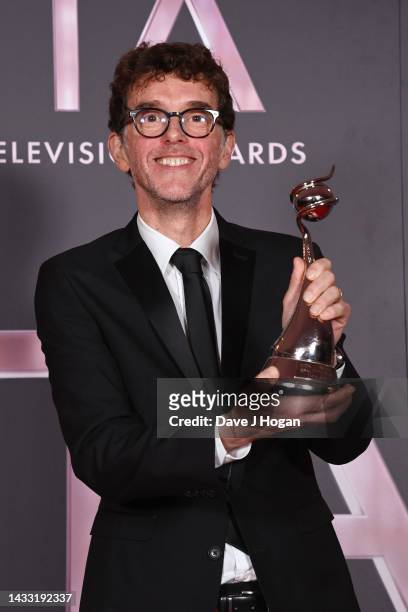 Mark Charnock with the Serial Drama Award for "Emmerdale" in the winners' room at the National Television Awards 2022 at OVO Arena Wembley on October...