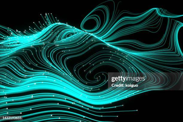 irregular spiral technology background - particle line stock pictures, royalty-free photos & images