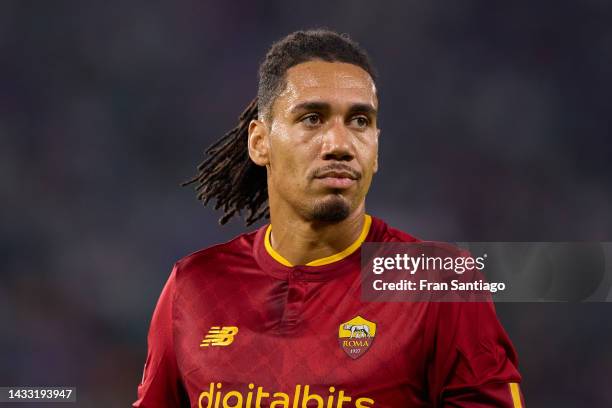 Chris Smalling of AS Roma looks on during the UEFA Europa League group C match between Real Betis and AS Roma at Estadio Benito Villamarin on October...
