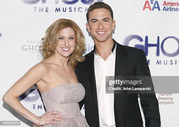 Caissie Levy and Richard Fleeshman attend the after party for the Broadway opening night of "Ghost, The Musical" at Tunnel on April 23, 2012 in New...