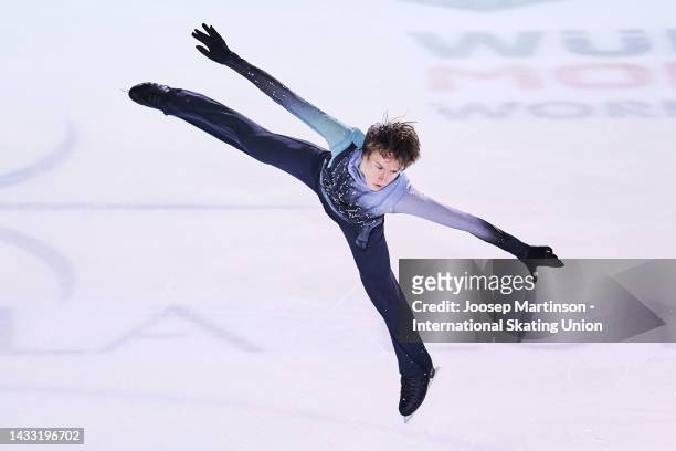 Daniel Martyno of the United States competes in the Junior Men's Short Program during the ISU Junior Grand Prix of Figure Skating at Würth Arena on...