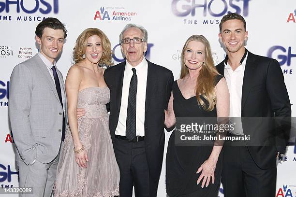 Bryce Pinkham, Caissie Levy, Jerry Zucker, Lisa Niemi and Richard Fleeshman attend the after party for the Broadway opening night of "Ghost, The...