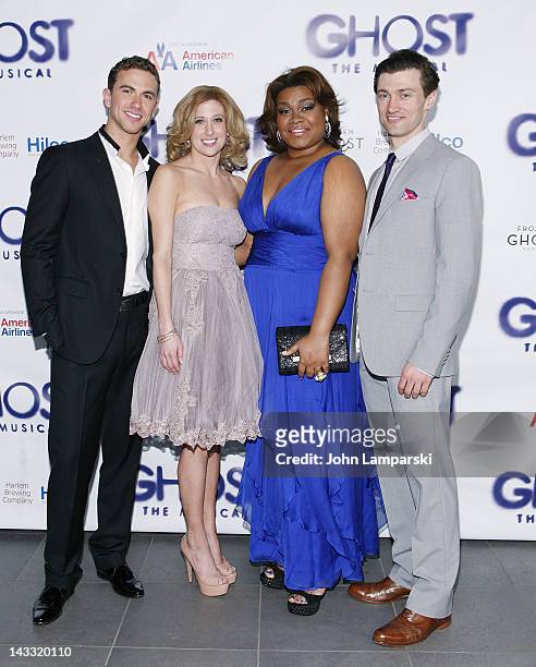 Richard Fleeshman, Caissie Levy, Da'Vine Joy Randolph and Bryce Pinkham attend the after party for the Broadway opening night of "Ghost, The Musical"...