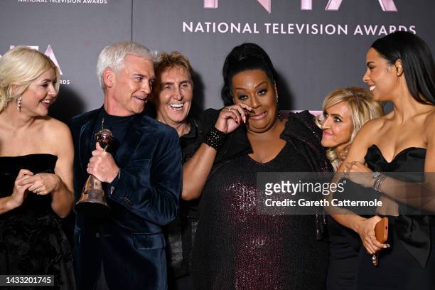 Holly Willoughby, Phillip Schofield, Nick Speakman, Alison Hammond, Eva Speakman and Rochelle Humesin the winners' room at the National Television...
