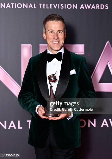 Anton Du Beke with the Best Talent Show Judge award in the winners' room at the National Television Awards 2022 at OVO Arena Wembley on October 13,...