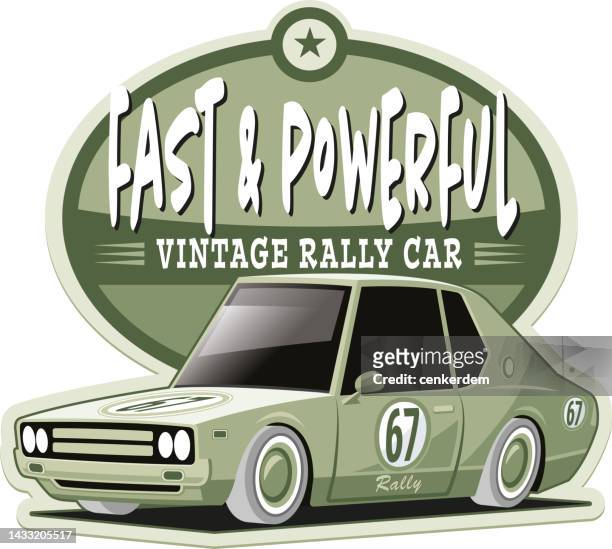 rally car t-shirt design - racing garage stock illustrations