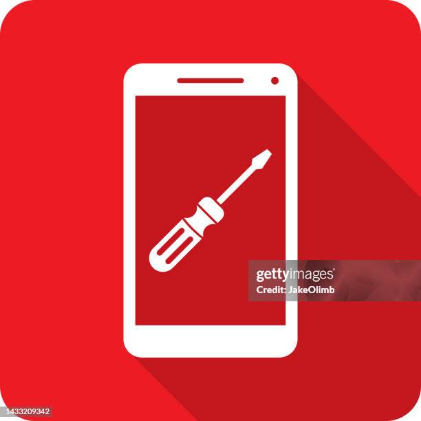 screwdriver smartphone icon silhouette 2 - phillips head screwdriver stock illustrations
