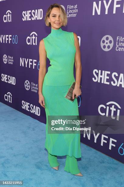 Arielle Kebbel attends the red carpet event for "She Said" during the 60th New York Film Festival at Alice Tully Hall, Lincoln Center on October 13,...
